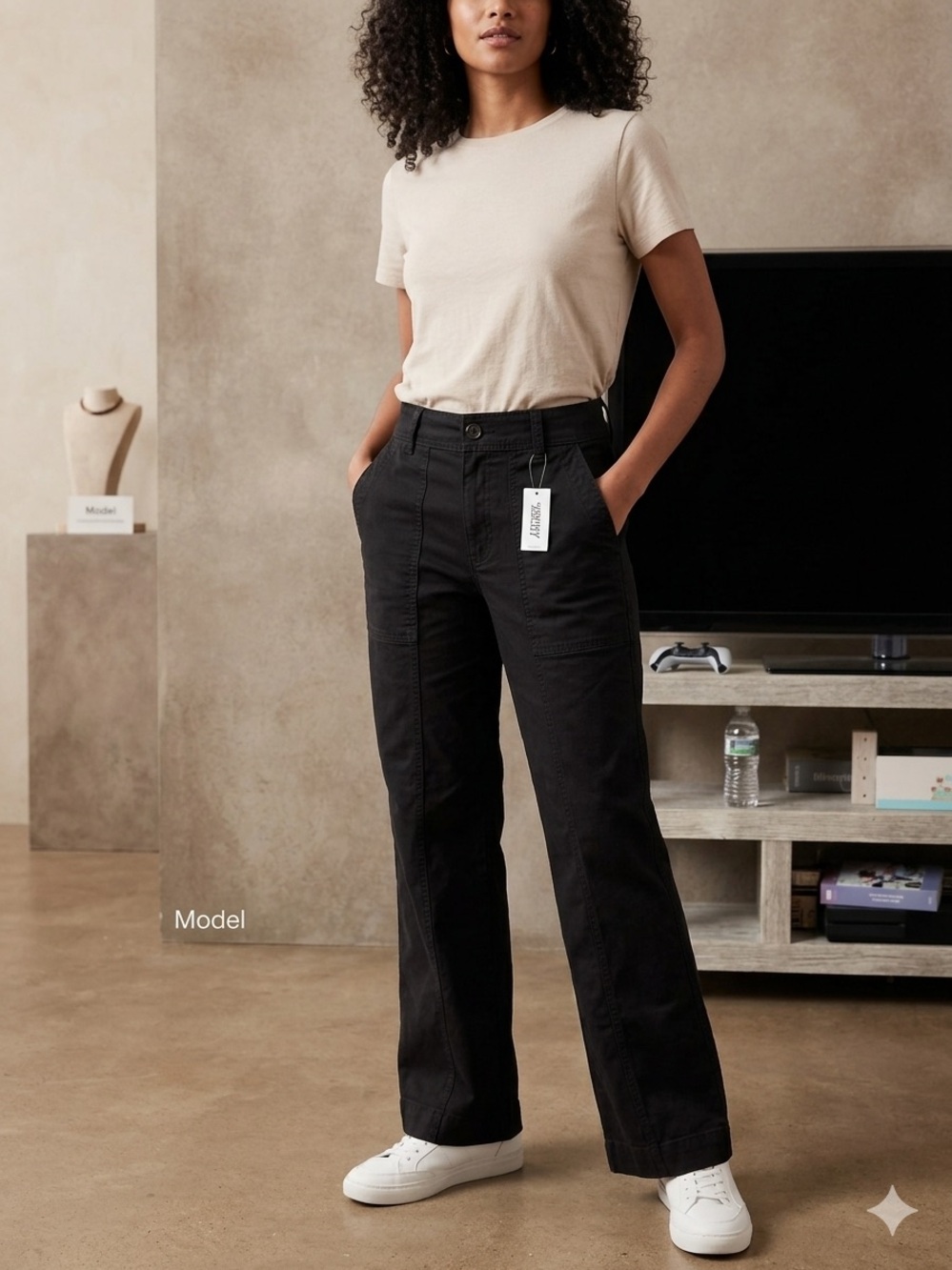Old Navy Black Wide-Leg Utility Pants